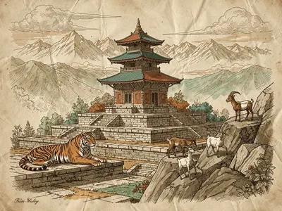 Bagh-Chal, gezeichnete Kartenvignette